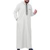 Générique Abbigliamento Islamico Per Uomo Abito Da Preghiera Caftano Uomo Musulmano Abbigliamento Musulmano Djellaba Abaya Preghiera Costume Carnevale Vestito Islamico Per Ramadan Eid, bianco, L