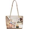 Braccialini Cartoline Lt Borsa shopping in similpelle con doppi manici a catena dorata e inserti in materiale simil pelle per un tocco elegante e contemporaneo. Dotata di chiusura con zip e ampio