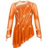 Yiesvsov Vestito Pattinaggio Artistico Bambine Vestito Ballo Scintillante Pattinaggio Su Rotelle Sul Ghiaccio Con Gonna Asimmetrica Costume Competizione E Danza Arancia 13-14 anni