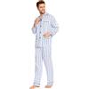 GLOBAL Pigiama Uomo Abbottonata 100% Cotone Lungo Set Pigiami Bottoni Classici Due Pezzi Lingerie Maniche Lunghe Pantaloni Coulisse Pigiami da Notte Traspirante da Uomo Pjs Set S-XXL
