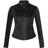 Infinity Leather Giacca Classica Nera da Donna in Vera Pelle Slim Fit da Motociclista 5XL