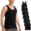 MT Confezione da 6 canottiere da uomo in cotone, colore nero e bianco, Classic Mix - a costine sottili o doppie, 5XL