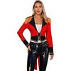 TiaoBug Blazer Donna Elegante Giacca Smoking Tuxedo Cappotto da Showman Maestro di Circo Costume Ringmaster Abito da Prensentatore Teatro Cosplay Costume Carnevale Halloween Rosso S
