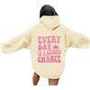 Generic Every Day Is A Second Chance Felpe da spiaggia da donna Trendy Casual College con cappuccio Maglioni Autunno Grafica Pullover con cappuccio Felpa con cappuccio Vestibilità ampia Leggero Anime Comfort