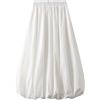 Owegvia Palloncino da donna Gonne Lunghe Elegante Vita Alta Tinta unita A-Line Gonne Casual Flowy Gonne Cocco Ragazza Estetica, bianco, Taglia unica