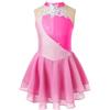 Freebily Vestito da Pattinaggio Artistico Bambina Abito da Danza Classica | Senza Maniche, Tutu Ballerina, Balletto Leotards con Strass Paillettes, Body da Ginnastica Artistica
