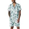 PRIVIMIX Camicia Hawaiana Uomo Set Tuta Completa Estiva 2 Pezzi Funky Camicie e Pantaloncini Casual Outfit Verde XXL
