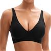 INNERSY Reggiseno Invisibile Senza Ferretto Imbottito Bralette, XXL, Nero