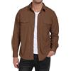 MoFiz Camicia da Uomo in Velluto a Coste Maniche Lunghe Camicia Giacca Casual Button-Down Calda Morbida Camicia Autunno Inverno con Tasche Marrone EU XXL