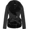 Geschallino Cappotto da Donna in Finta Pelle Scamosciata Giacca con Cappuccio Inverno Caldo Cappotto Foderato in Pile Cappotto