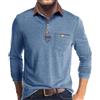 Volemo Polo Manica Lunga Uomo Cotone Maglietta Contrasto Colore T-Shirt Poloshirt Casual Top Blu Chiaro M
