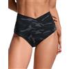 CRZ YOGA Taglio a V Vita Alta Bottom Bikini Giungla-Camo-Grigio 42