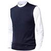KTWOLEN Gilet da Uomo Inverno V-Collo Senza Maniche Gilet con Scollo V Panciotto Maglione Cardigan Canotte Pullunder Smanicato Pullover (Blu NAV_Girocollo, L)