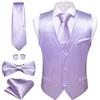 Barry.Wang Gilet da uomo formale da lavoro slim fit casual tinta unita gilet cravatta papillon set festa di nozze, Viola chiaro, M