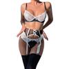 NITRY Biancheria Intima Donne Pizzo Fiore Bordo Sexy Outfit Donne Basso Taglio Perspective Wrapping Lingerie Set Donne Sesso Moda Cameriere Uniforme Donne B-Black1 S