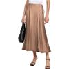 MAYFASEY Gonna lunga da donna in raso, a vita alta, elegante gonna midi di seta, linea A, Flared Midi, business, feste, tempo libero