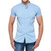 Evoga Camicia Uomo Slim Fit a Maniche Corte Casual Aderente Coreana (as6, Alpha, x_l, Regular, Regular, Celeste, XL)