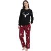 GLOBAL Pigiama Donna FlanellaDonna Pigiami Cotone Maniche Lunghe Pigiami Due Pezzi da Donna Pjs Confortevole Sleepwear Caldo Morbido T-Shirt Nero, Pantaloni Griglia Rosso/Nero L