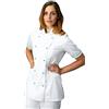 tessile astorino RICAMO 0 - Giacca Cuoca Donna - Bianca e Verde - Manica Corta - Casacca Chef per Ristorante e Cucina - Made in Italy (M)