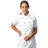 tessile astorino RICAMO 0 - Giacca Cuoca Donna - Bianca e Royal - Manica Corta - Casacca Chef per Ristorante e Cucina - Made in Italy (S)