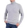 Marenza Maglia Collo Alto Uomo Misto Cashmere Made in Italy Maglione Dolcevita Manica Lunga Cachemire Doppio Filo Autunno Inverno Pullover Nero Beige Bianco Grigio Ragazzo Polo Invernale (Grigio, L)