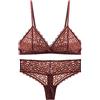Awake Lingerie Selected Bralette Pizzo e Slip, Soft Lace Reggiseno Triangolo Floreale Senza Ferretto Non Imbottito, Biancheria Intima Sexy Donna (Large, Melting Cocoa)