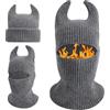 TAGVO Passamontagna Lavorato a Maglia Termico Invernale, Multifunzionale Maschera da Sci da Moto da Bicicletta con Scaldacollo, Cappello con Corna del Diavolo Berretto per Halloween Cosplay