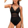 CUPSHE Costume da bagno da donna con scollo a V, in rete, con scollo a V, con doppio spalline, costume da bagno