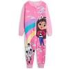 DREAMWORKS GABBY'S DOLLHOUSE La casa delle Bambole di Gabby Gabby e Pandy Paws Tutina Rosa con Cerniera per Bambine | Abbigliamento da Notte e da casa in Micropile | Gabby's Dollhouse Merch