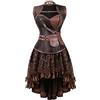 Hengzhifeng Bustino Corsetto con Gonna Halloween Corsetti Donna Steampunk (EUR 36-38,Marrone)
