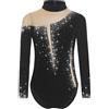 Freebily Body da Pattinaggio Artistico Bambina Maniche Lunghe Body Ginnastica Artistica Balletto Leotards con Strass Bodysuit Danza Classica Moderna Bodysuit da Allenamento Nero 13-14 anni