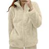 Generic Giacca da Camera Felpa Donna Pile Caldo Giacca da Donna Felpa Senza Cappuccio Autunno e Inverno Giacche Teddy con Zip Peluche Cappotto con ColloAlto Fleece Giacche Tinta Unita (Light Yellow, M)