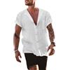 YAOBAOLE Camicia in lino, da uomo, a maniche corte, estiva, per il tempo libero, da uomo, vestibilità universale, 01 bianco, M