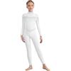 Agoky Tuta Intera da Pattinaggio Artistico Bambina Maniche Lunghe con Strass Body Danza Classica Balletto in Rete Trasparente Leotard da Ginnastica Yoga Jumpsuit B Bianco 5-6 anni