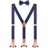 WANYING Set di bretelle e papillon da uomo, 2 WAY TO Wear 6 asole in pelle 3 fermagli Forma a Y 3,5 cm di larghezza bretelle estese per statura 160-200cm