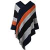 Ferand - Pullover Poncho Maglione da Donna con Frangia - Lavorato a Maglia, Mantella, Righe Grandi, Coprispalle Elegante