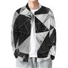 MIATCENRT Uomo Giacca Bomber Leggera Jacket Sportiva con Collo da Baseball, Giacca Geometria Astratta Primavera Autunno, Capispalla Marmo Sottile Abbigliamento SportivoNero Bianco