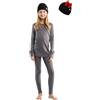 Merino.tech Set Intimo Termico Unisex per Bambini in Lana Merino - Peso Medio (Maglia, Pantaloni, Berretto) - Large, Grigio