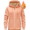 Lonya Felpa Donna con Zip Inverno Elegante Pile Felpe Cappuccio Giacca Sportiva Sweatshirt Casual Classico Cerniera Hoodie Arancione,L