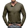 CTU Henley Shirts Maglietta da uomo a maniche lunghe, scollo a V, vintage, slim fit, con abbottonatura, M-3XL, verde, XL