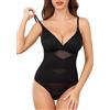 Vlazom Body Modellante Donna con Reggiseno Rimovibile Tanga Effetto Addominale Piatto e Push Up，Nero，S