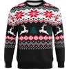 Litherday Maglione di Natale Uomo Maglione Invernale a Maglia Caldo con Maniche Lunghe Collo Giro con Motivo di Fiocchi di Neve e Renna per Feste Natalizie