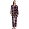 GLOBAL Pigiama Donna Flanella Donna Pigiami Cotone Maniche Lunghe Pigiami Due Pezzi da Donna Camicie da Notte da Donna Pjs Confortevole Sleepwear Caldo Morbido Rosa Blu a Scacchi L