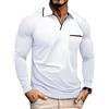 PRIVIMIX Polo Uomo Maniche Lunghe Tshirt Golf Magliette Collo a V Maglia con Tasca M-3XL