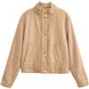 M&Catree Giacca Bomber da Donna in Ecopelle Scamosciata con Collo Alto Cappotto Casual con Cerniera e Tasche a Maniche Lunghe