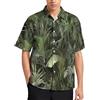 DLERFLOVR Camicia Hawaiana da Uomo Piante Tropicali, Maniche Corte Estiva Giungla Di Prateria, Casual Camicie Stampa per Travestimenti, Feste in Spiaggia, Feste in Maschera, Addio al Celibato, Verde salvia