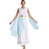Mufeng Abiti da Festa della Greca Atena Donna Vestito Antica Romana Toga Vestito per Danza Contemporaneo Lirica Costume di Carnevale Halloween Natale Azzurro M
