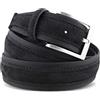 La Bottega del Calzolaio Cintura Uomo Sportiva 4 cm in Tela e Camoscio, Cinture Tessuto Uomo per Jeans, Artigianale Made in Italy, Fibbia in Metallo Argentato, Astuccio Regalo