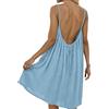 LLELEMAMO Abito Cami Schiena Scoperta Vestito Estivo Donna Lungo Senza Maniche Spalline Sottili Abiti da Casa Fluido Casual Vestiti Lunghi Elegante Sexy Copricostume Mare Spiaggia (Sky Blue,M)