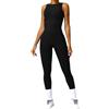 Onsoyours Tutine Donna Sexy Aderente Lunga Jumpsuit Senza Maniche Schiena Scoperta Playsuit Elastica Bodysuit Tuta Intera Sportiva Yoga Fitness Workout A Nero L
